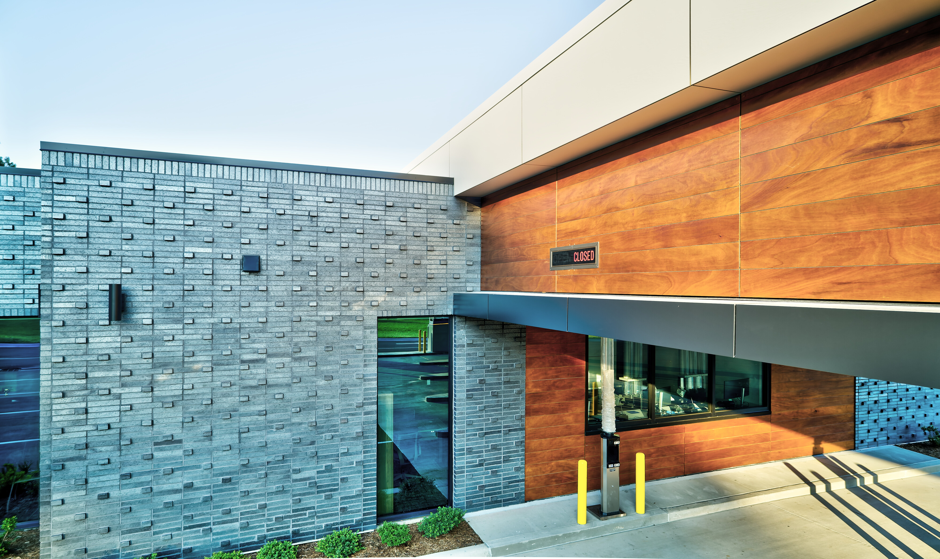 SECU branch exterior photographed from the corner, highlighting the building architecture
